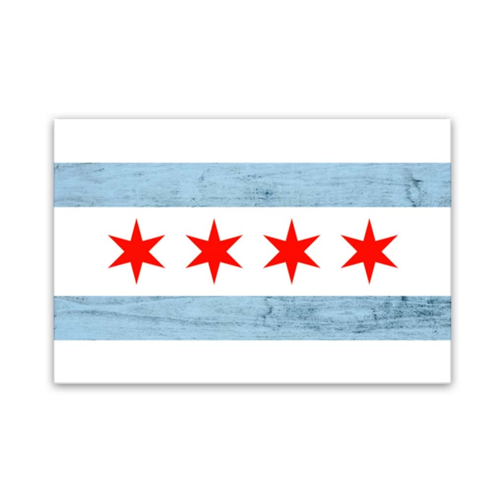 Rustic Chicago Flag Canvas Wall Art Print