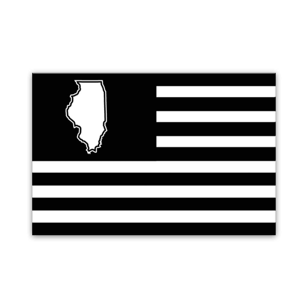 Black and White Illinois American Flag Canvas Wall Art Print