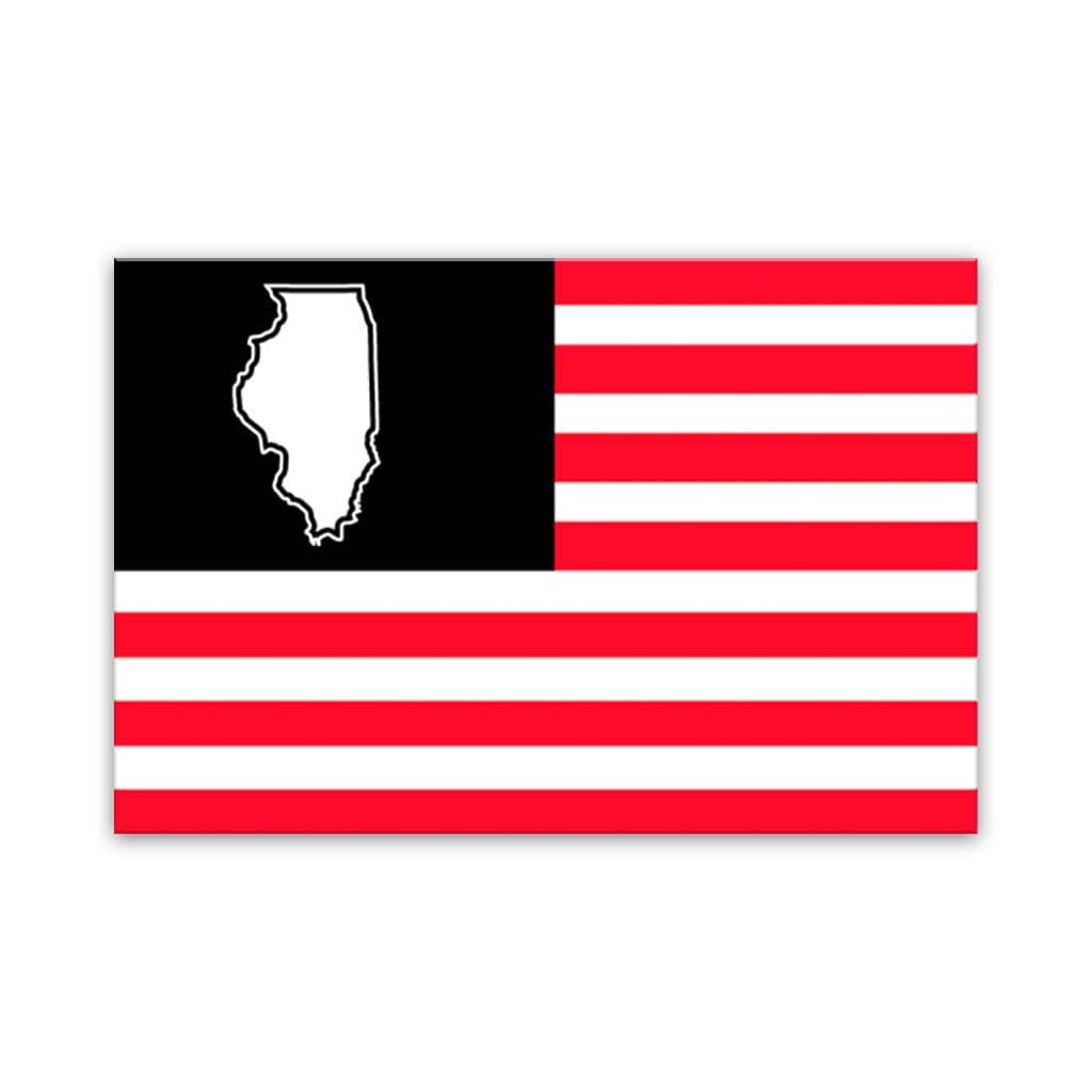 Black and Red Illinois American Flag Canvas Wall Art Print