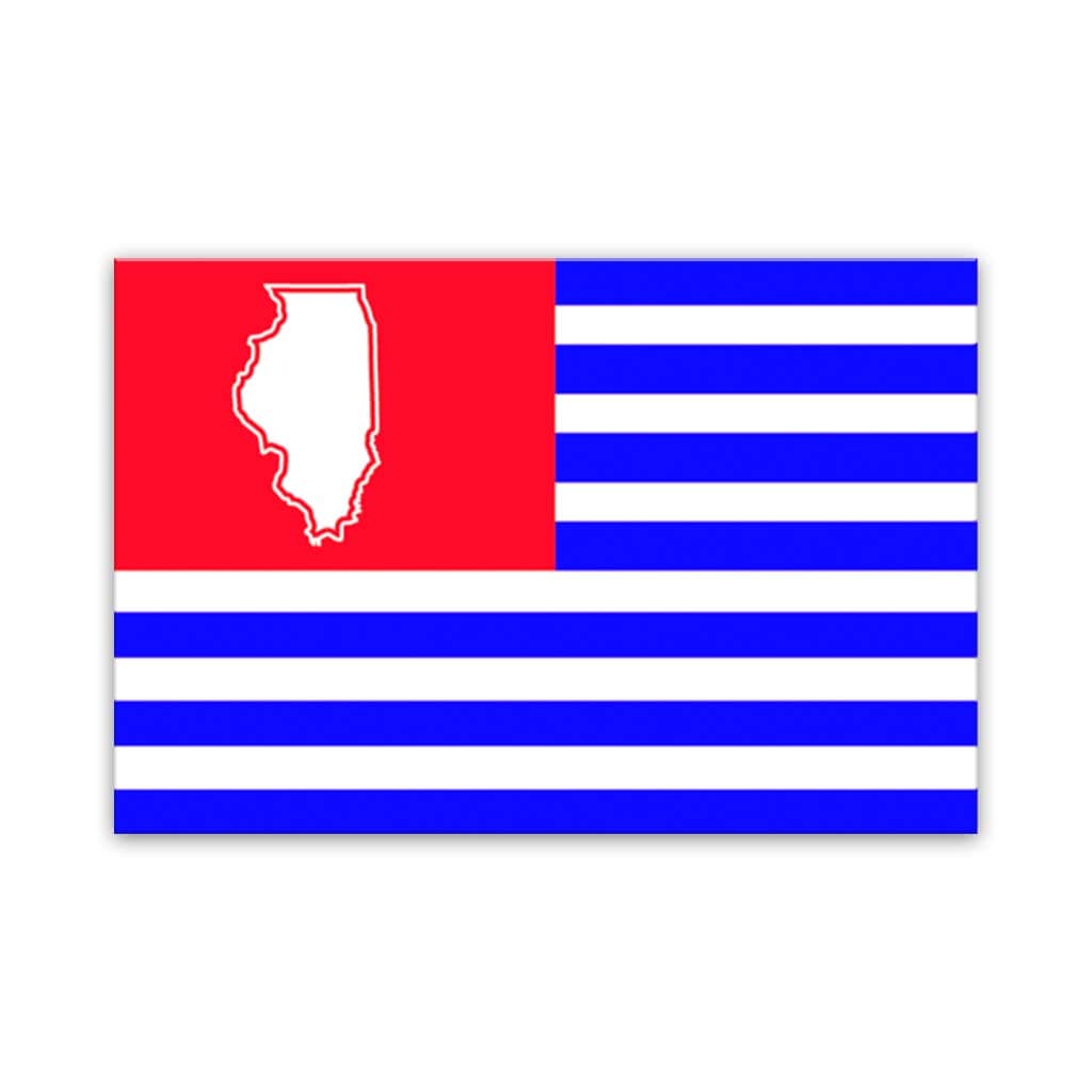 Blue and Red Illinois American Flag Canvas Wall Art Print