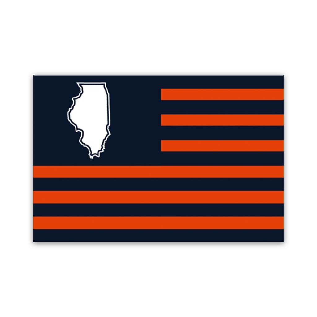 Navy and Orange Illinois American Flag Canvas Wall Art Print