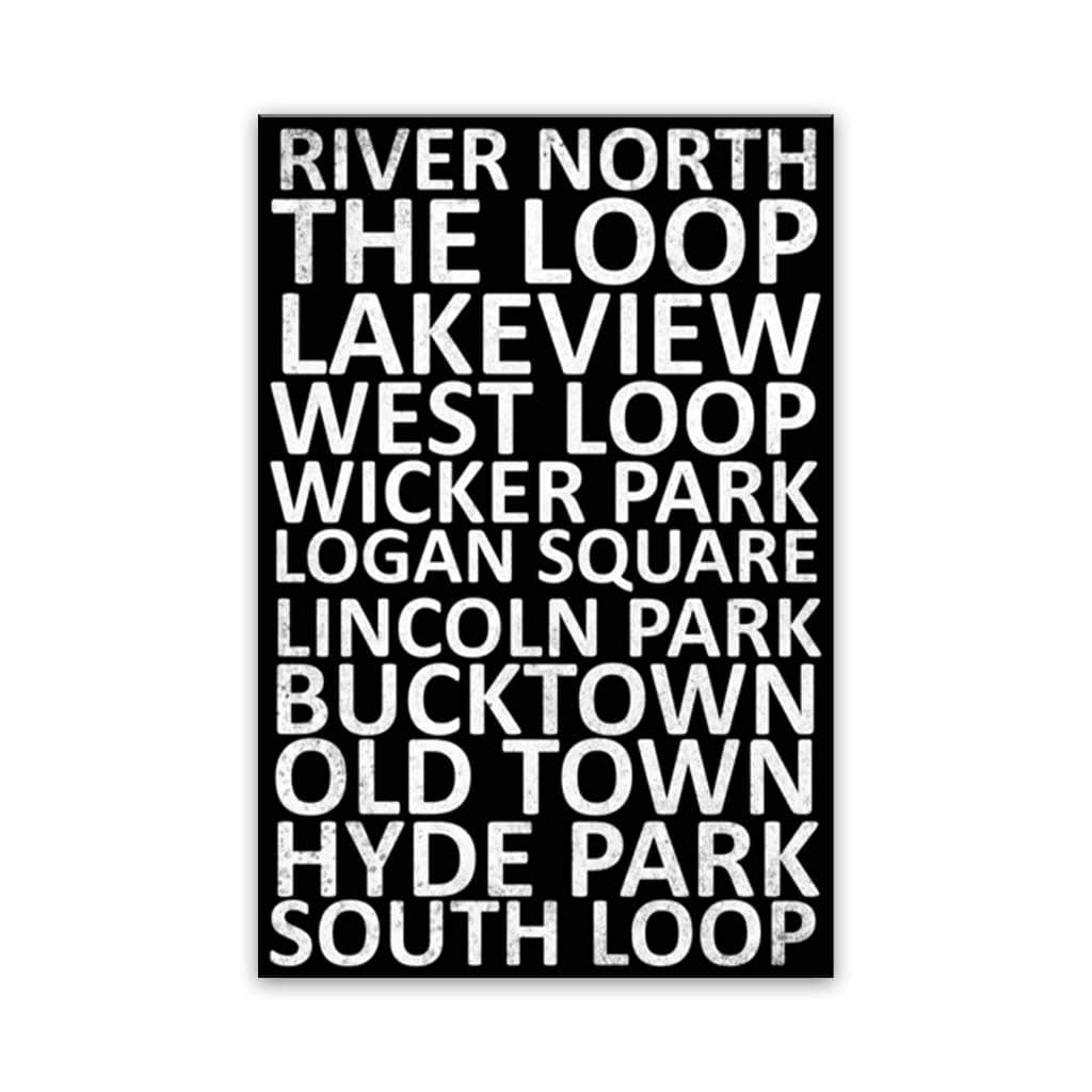 Chicago Neighborhood Canvas Wall Art Print - Black