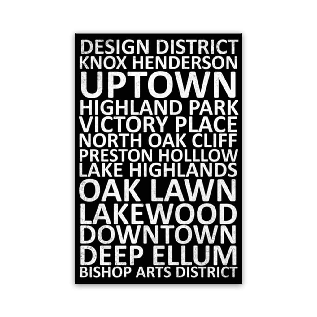 Dallas Neighborhood Canvas Wall Art Print - Black
