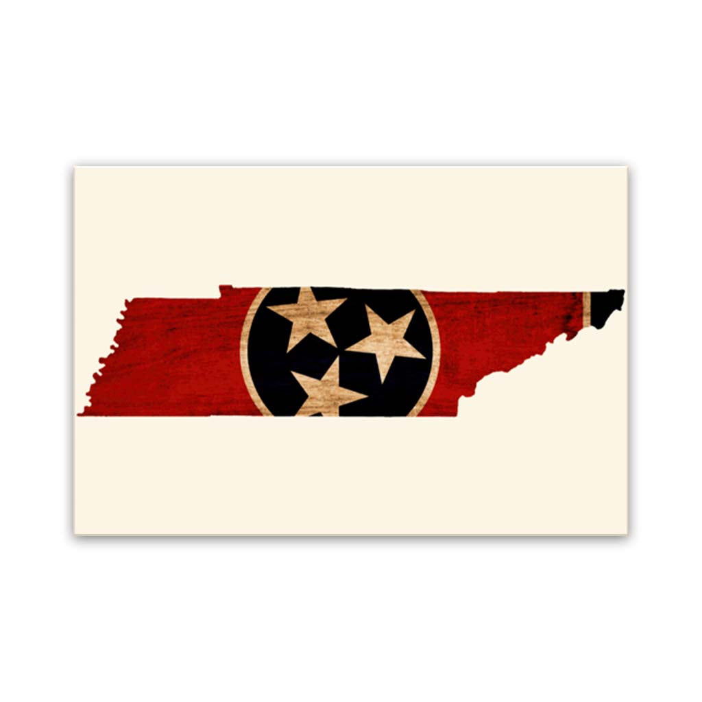 Rustic Tennessee Flag Silhouette Canvas Wall Art Print - Canvas Ready To Hang