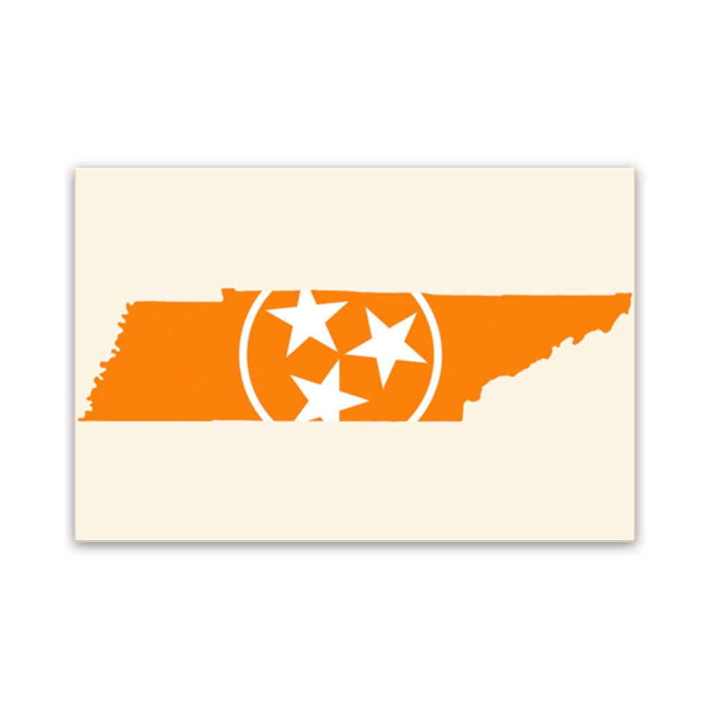 Orange & White Tennessee Flag Silhouette Canvas Wall Art Print - Canvas Ready To Hang