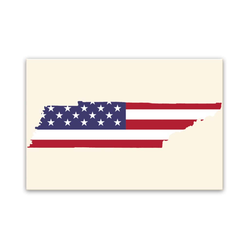Tennessee American Flag Silhouette Canvas Wall Art Print - Canvas Ready To Hang