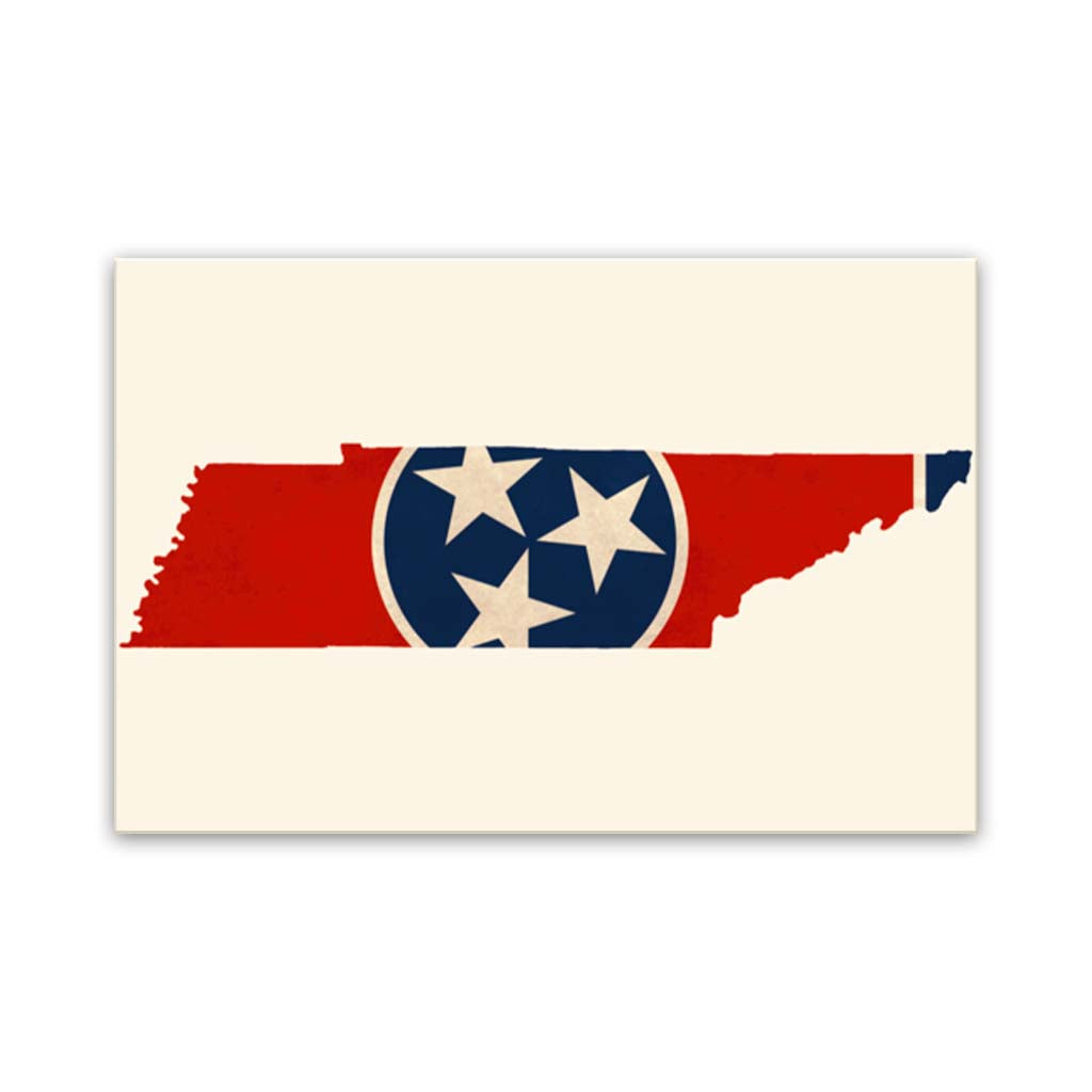 Distressed Tennessee Flag Silhouette Canvas Wall Art Print - Canvas Ready To Hang