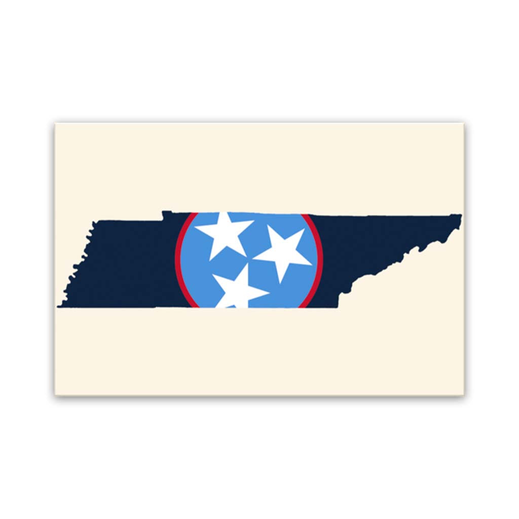 Navy & Teal Tennessee Flag Silhouette Canvas Wall Art Print - Canvas Ready To Hang
