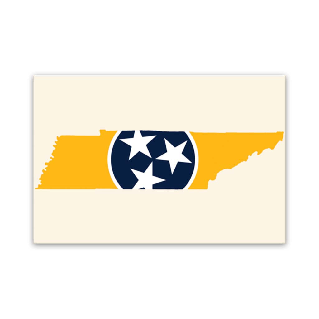 Navy & Gold Tennessee Flag Silhouette Canvas Wall Art Print - Canvas Ready To Hang