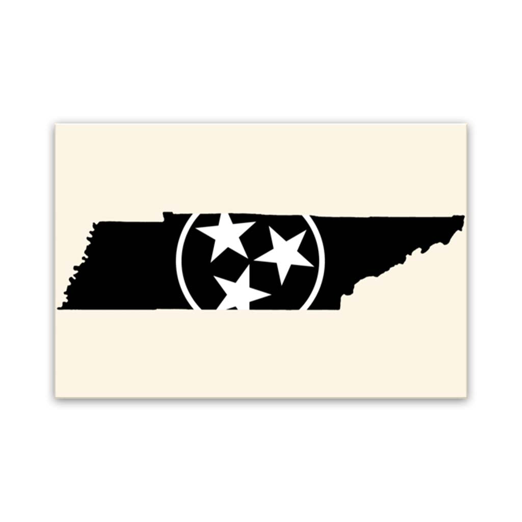 Black & White Tennessee Flag Silhouette Canvas Wall Art Print - Canvas Ready To Hang