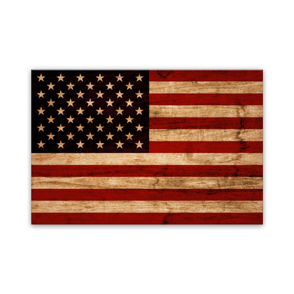 Rustic American Flag Silhouette Canvas Wall Art Print - Canvas Ready To Hang