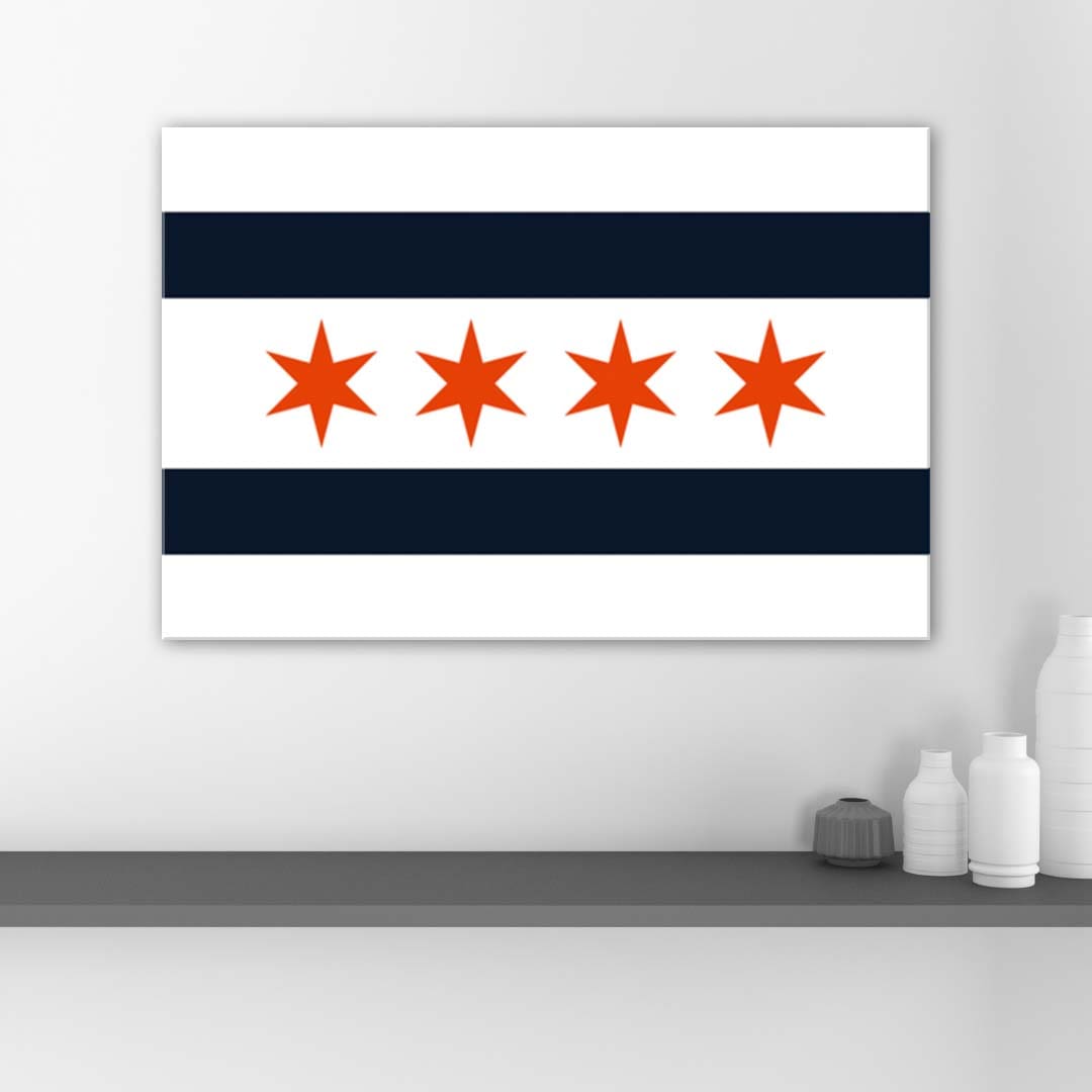 Navy & Orange Chicago Flag Canvas Wall Art Print