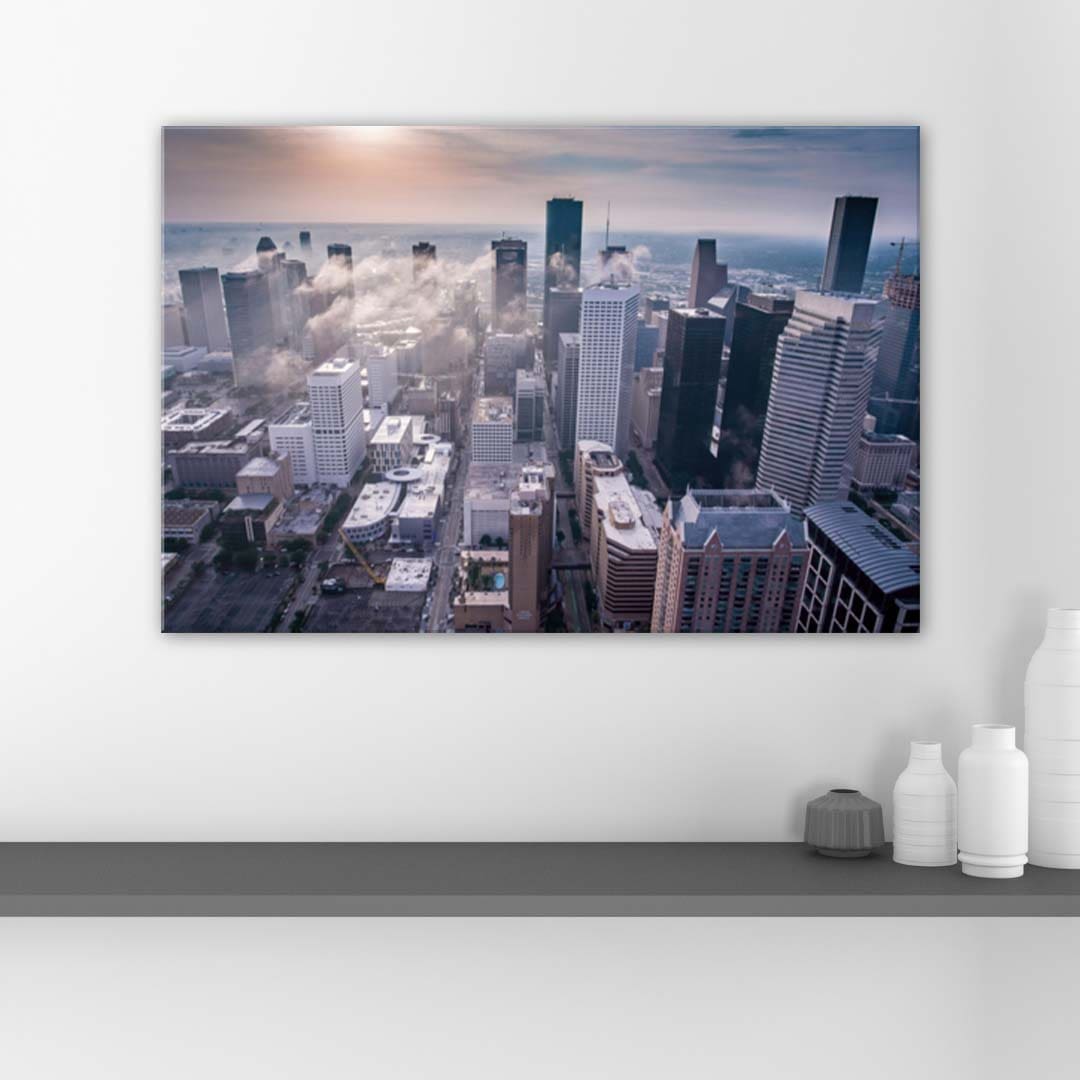 Cloudy Houston Skyline Canvas Wall Art Print