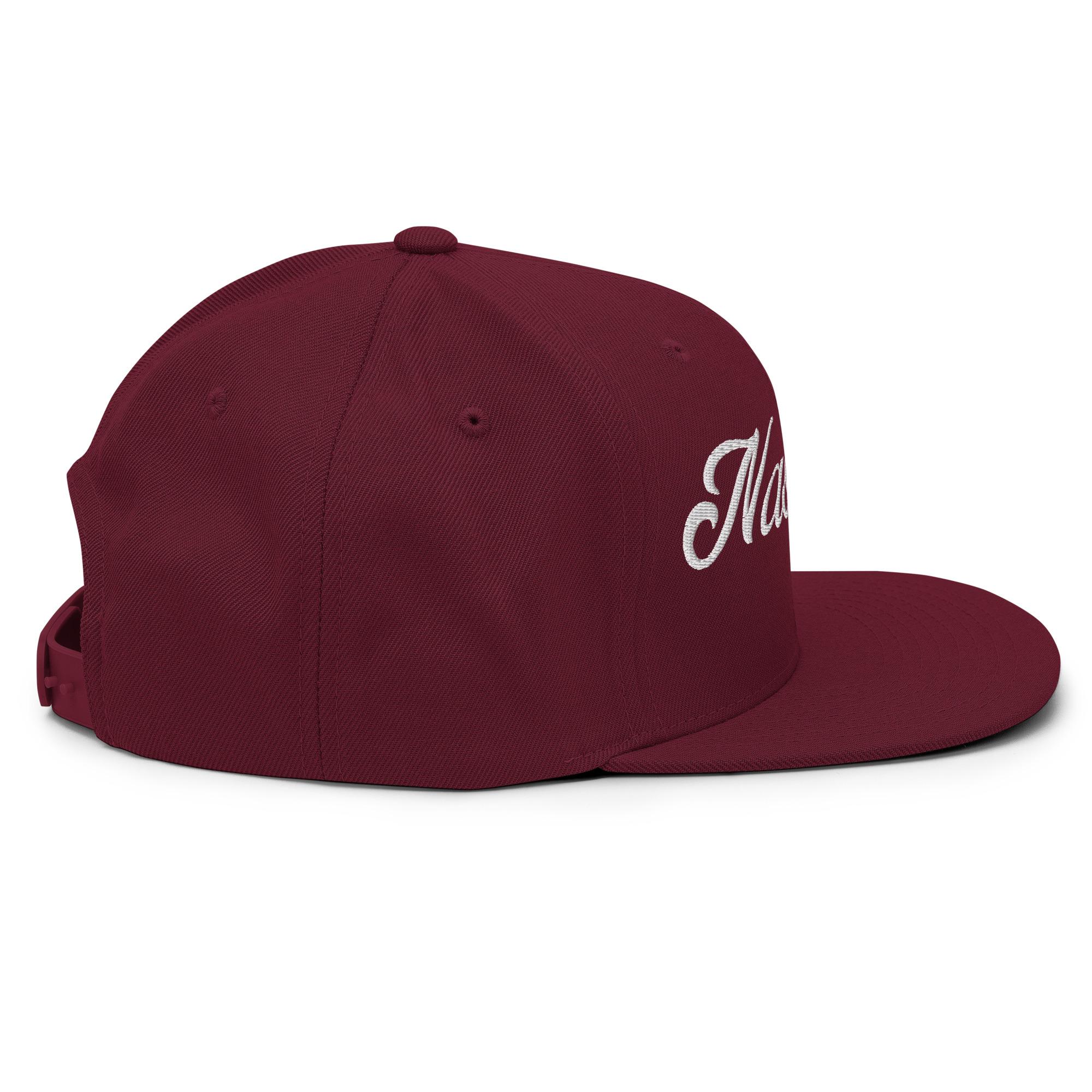 Nashville White Script Black Snapback Hat