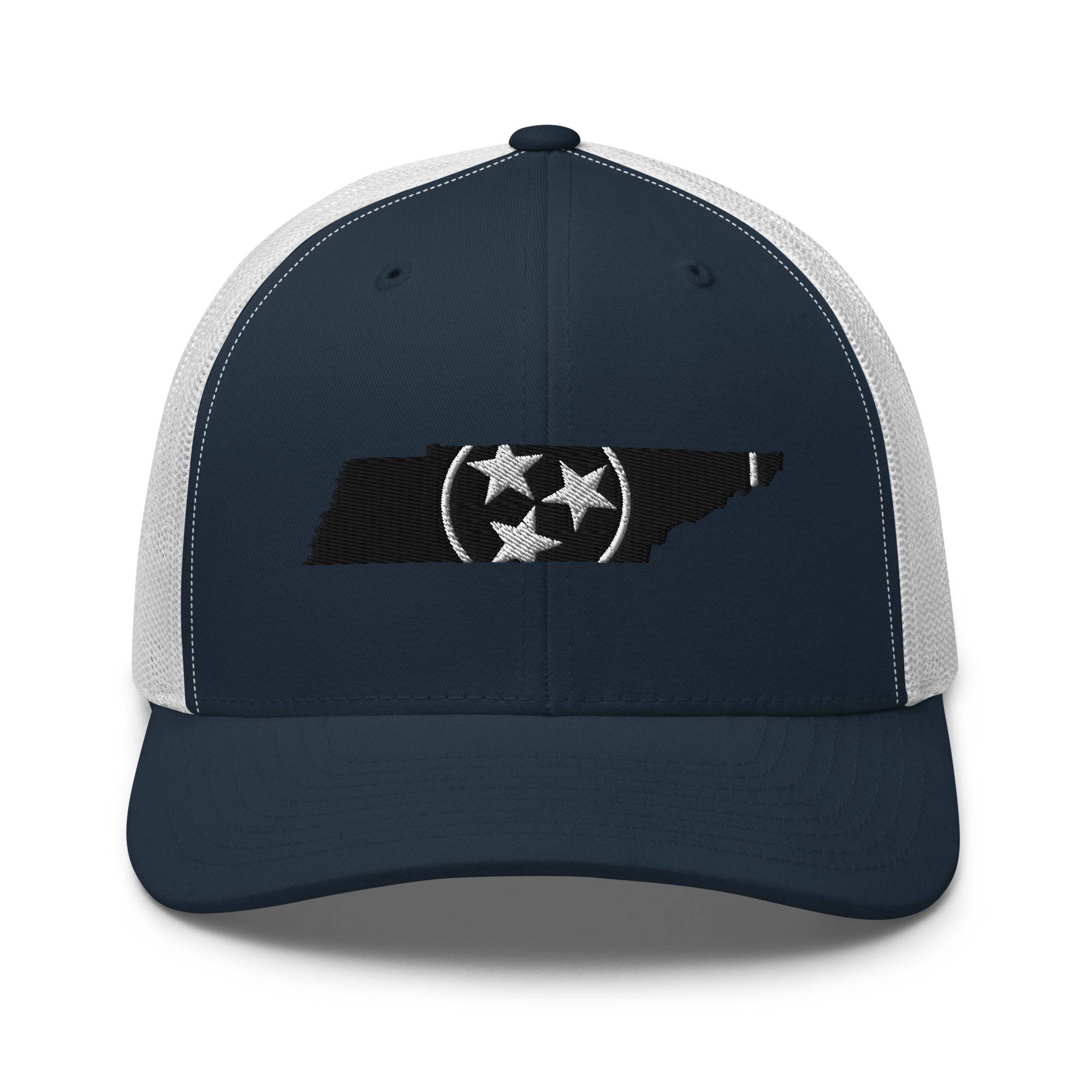 Black and White Tennessee Flag Trucker Hat
