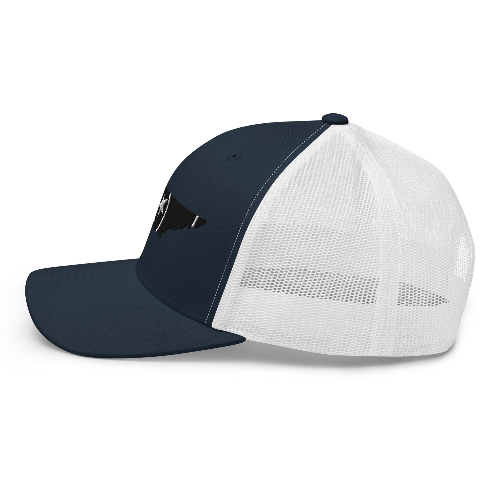 Black and White Tennessee Flag Trucker Hat