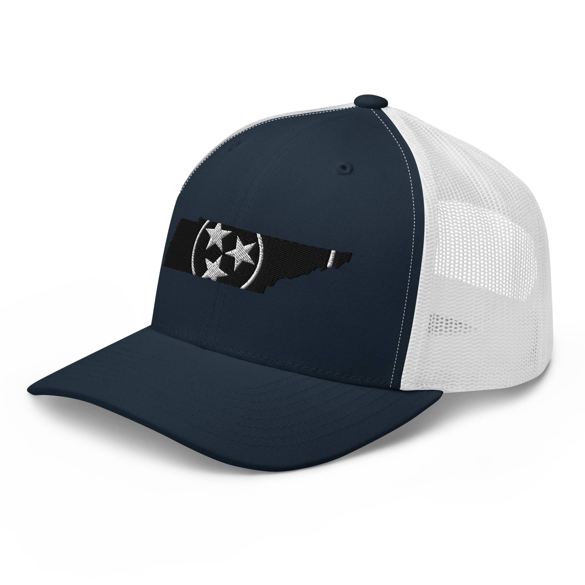 Black and White Tennessee Flag Trucker Hat