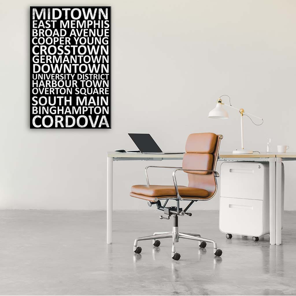 Memphis Neighborhood Print - Black With White Font