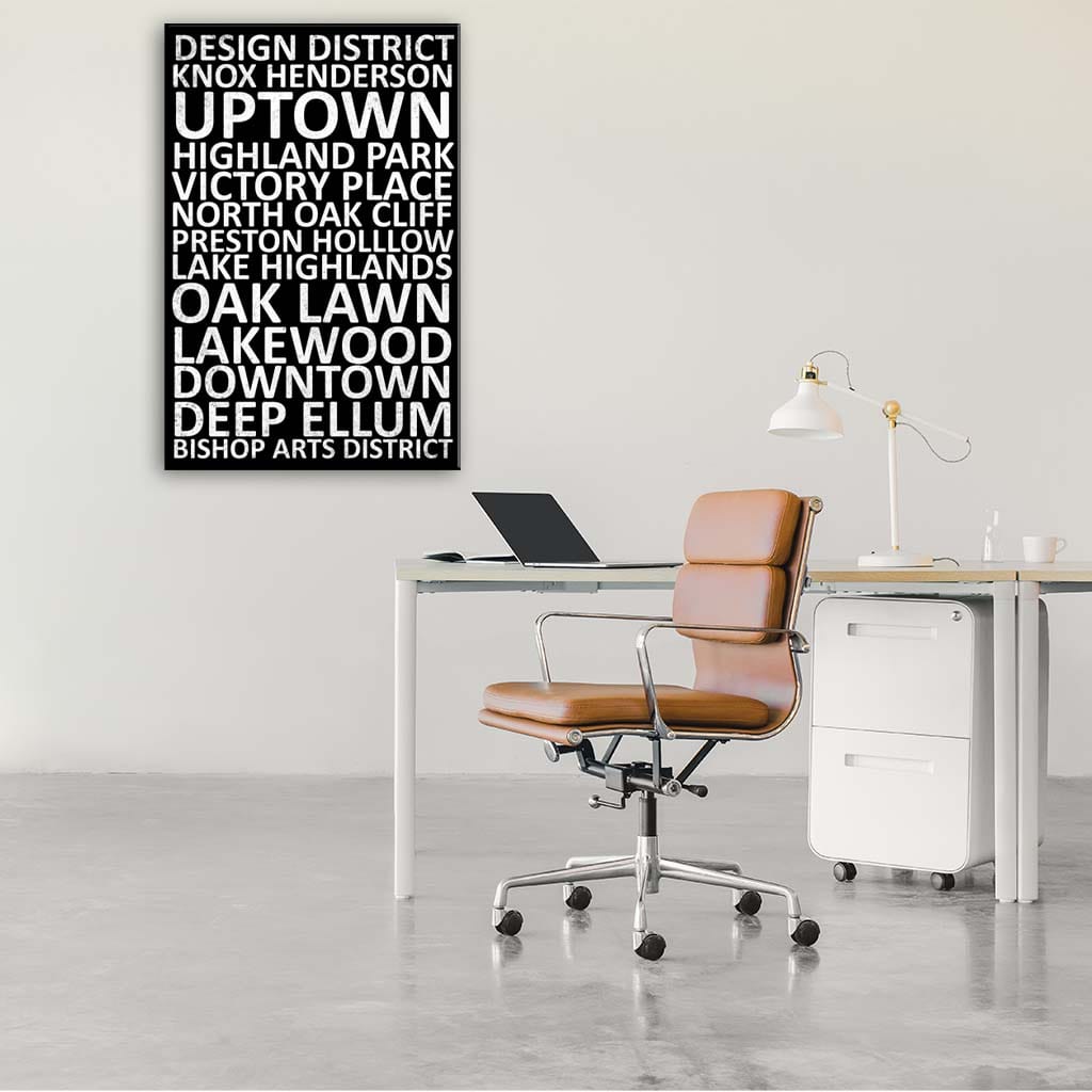 Dallas Neighborhood Canvas Wall Art Print - Black