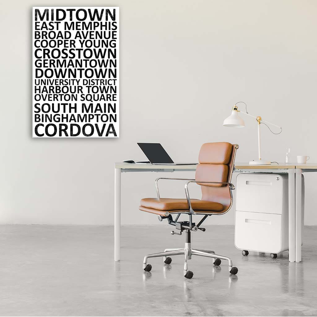 Memphis Neighborhood Print - White With Black Font