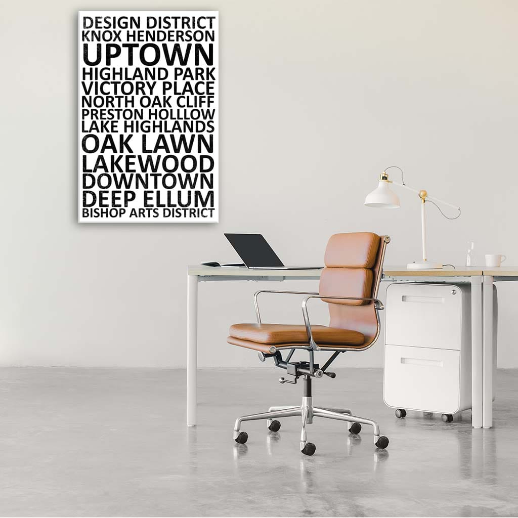 Dallas Neighborhood Canvas Wall Art Print - White
