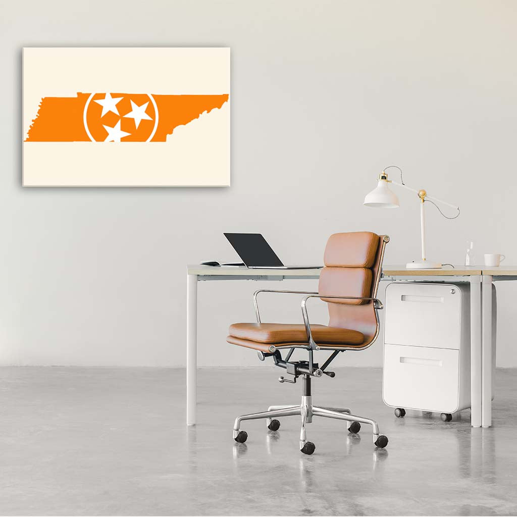 Orange & White Tennessee Flag Silhouette Canvas Wall Art Print - Canvas Ready To Hang