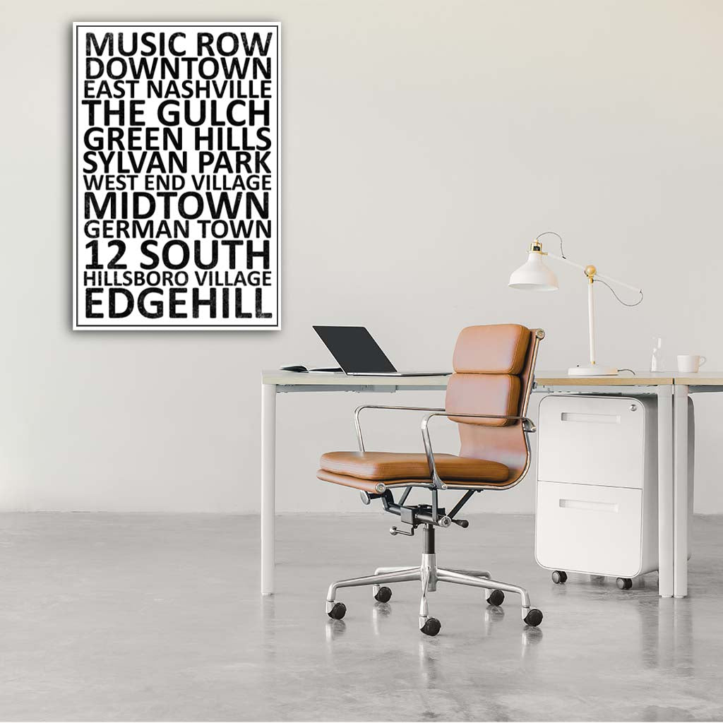 Nashville Neighborhood Canvas Wall Art Print - White Frame