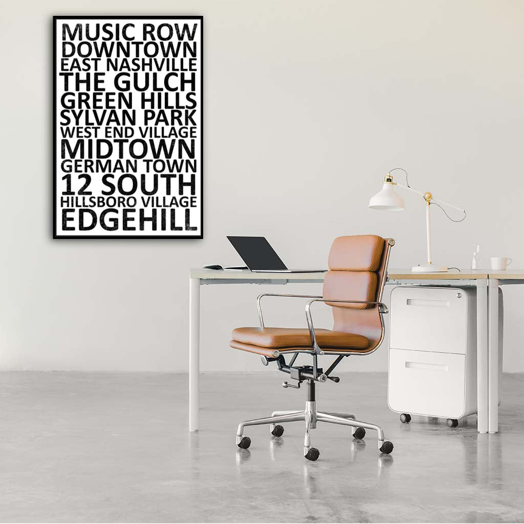 Nashville Neighborhood Canvas Wall Art Print - Canvas Black Frame