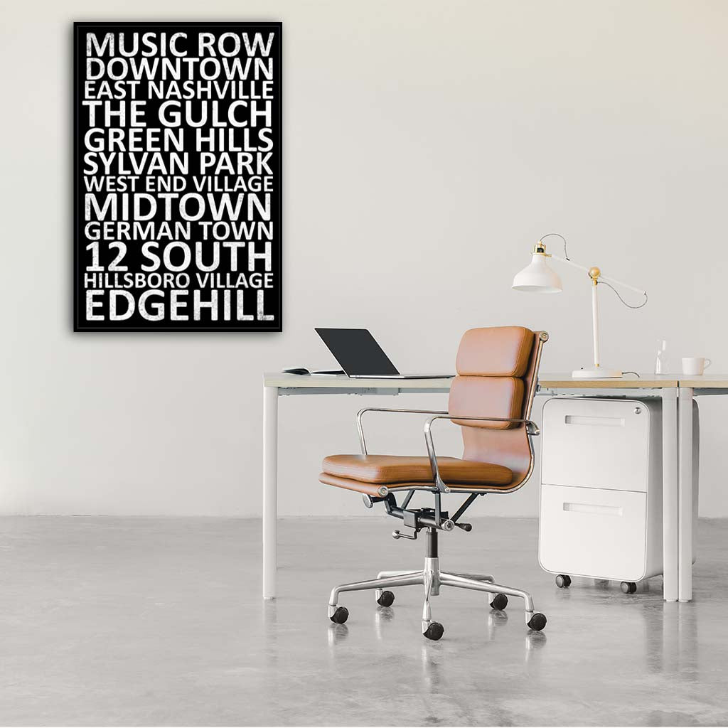 Nashville Neighborhood Canvas Wall Art Print - Canvas Black Frame