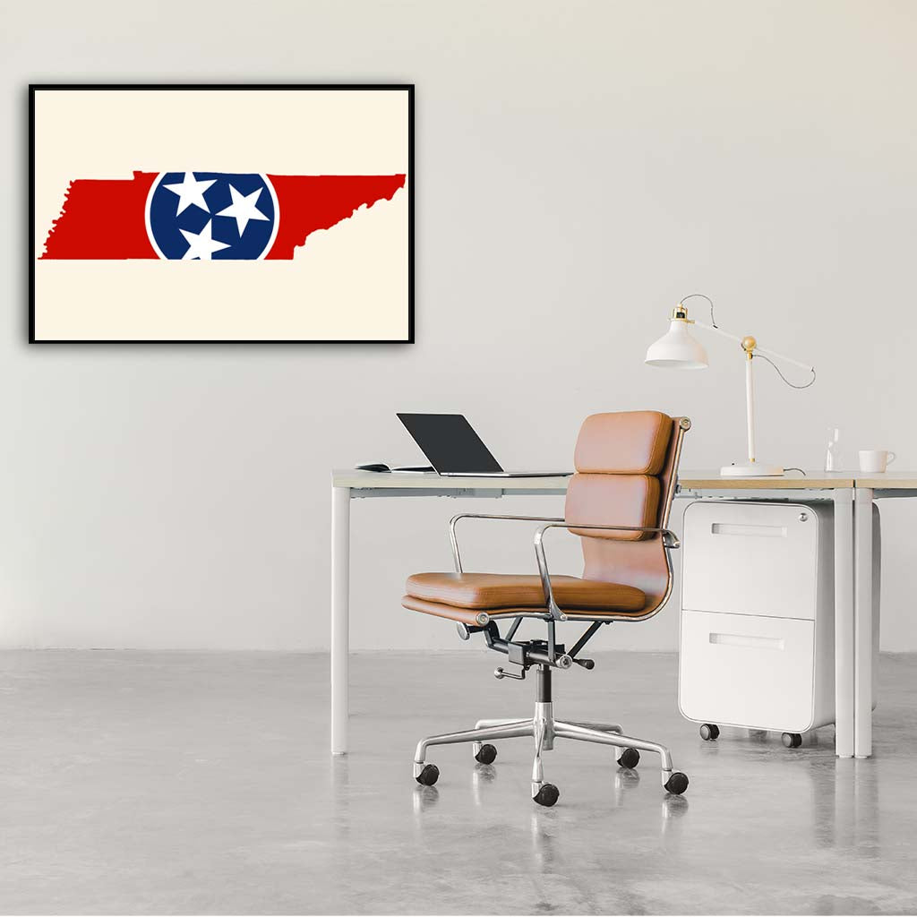 Tennessee Flag Silhouette Canvas Wall Art Print - Canvas Black Frame