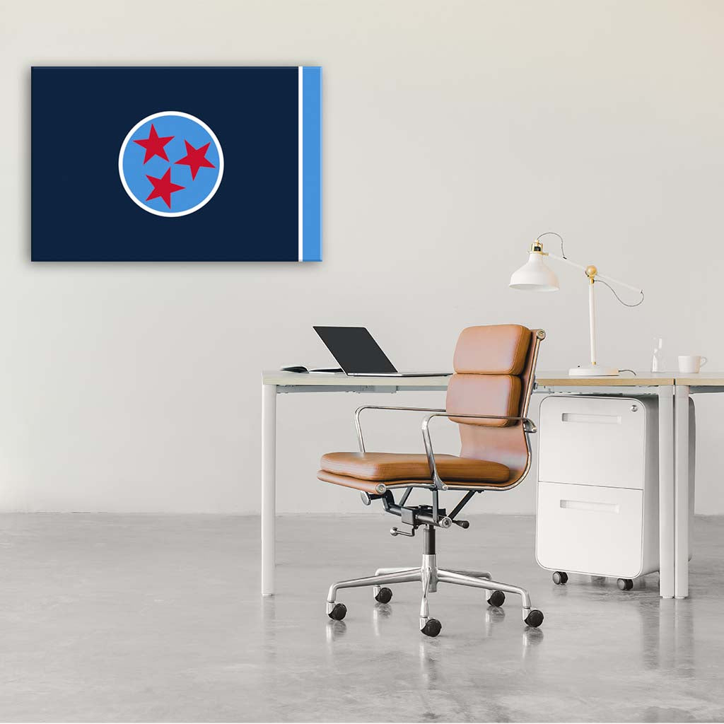 Navy & Teal Tennessee Canvas Flag Art Print - Canvas Ready To Hang