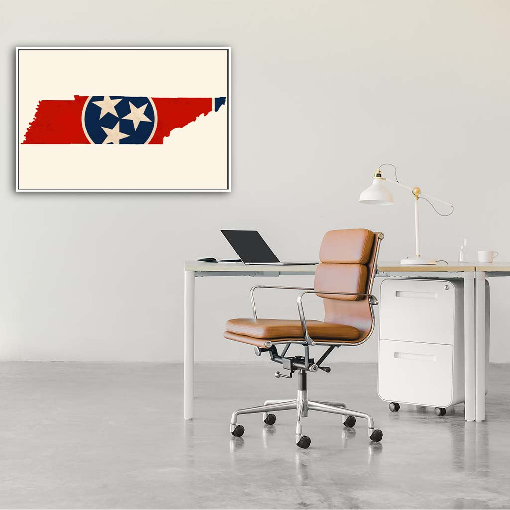 Distressed Tennessee Flag Silhouette Canvas Wall Art Print - Canvas White Frame