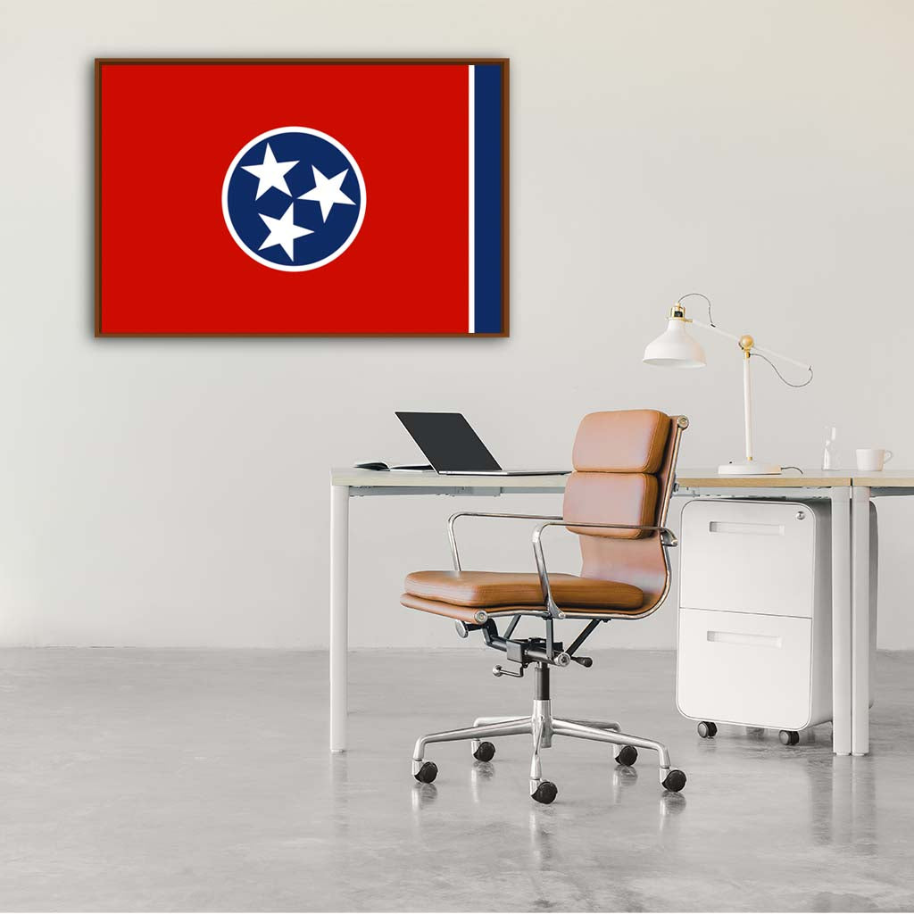 Tennessee Canvas Flag Art Print - Canvas Pecan Frame