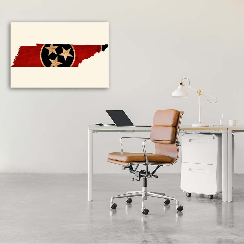 Rustic Tennessee Flag Silhouette Canvas Wall Art Print - Canvas Ready To Hang