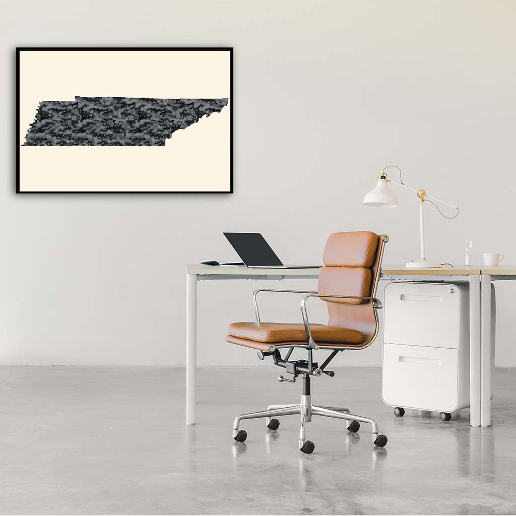Tennessee Digital Camo Silhouette Canvas Wall Art Print - Canvas Black Frame