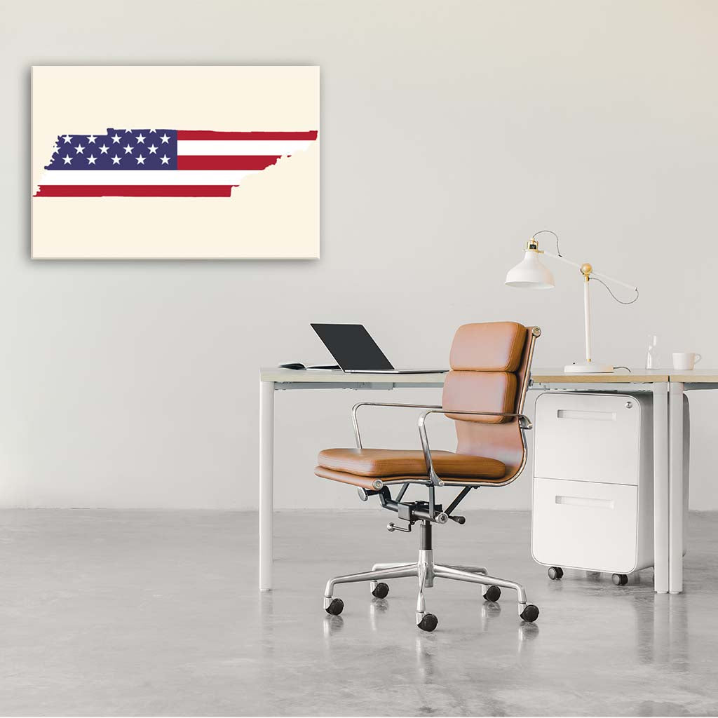 Tennessee American Flag Silhouette Canvas Wall Art Print - Canvas Ready To Hang