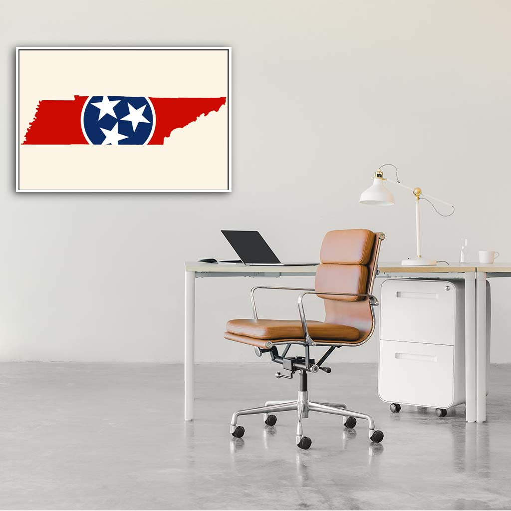 Tennessee Flag Silhouette Canvas Wall Art Print - Canvas White Frame