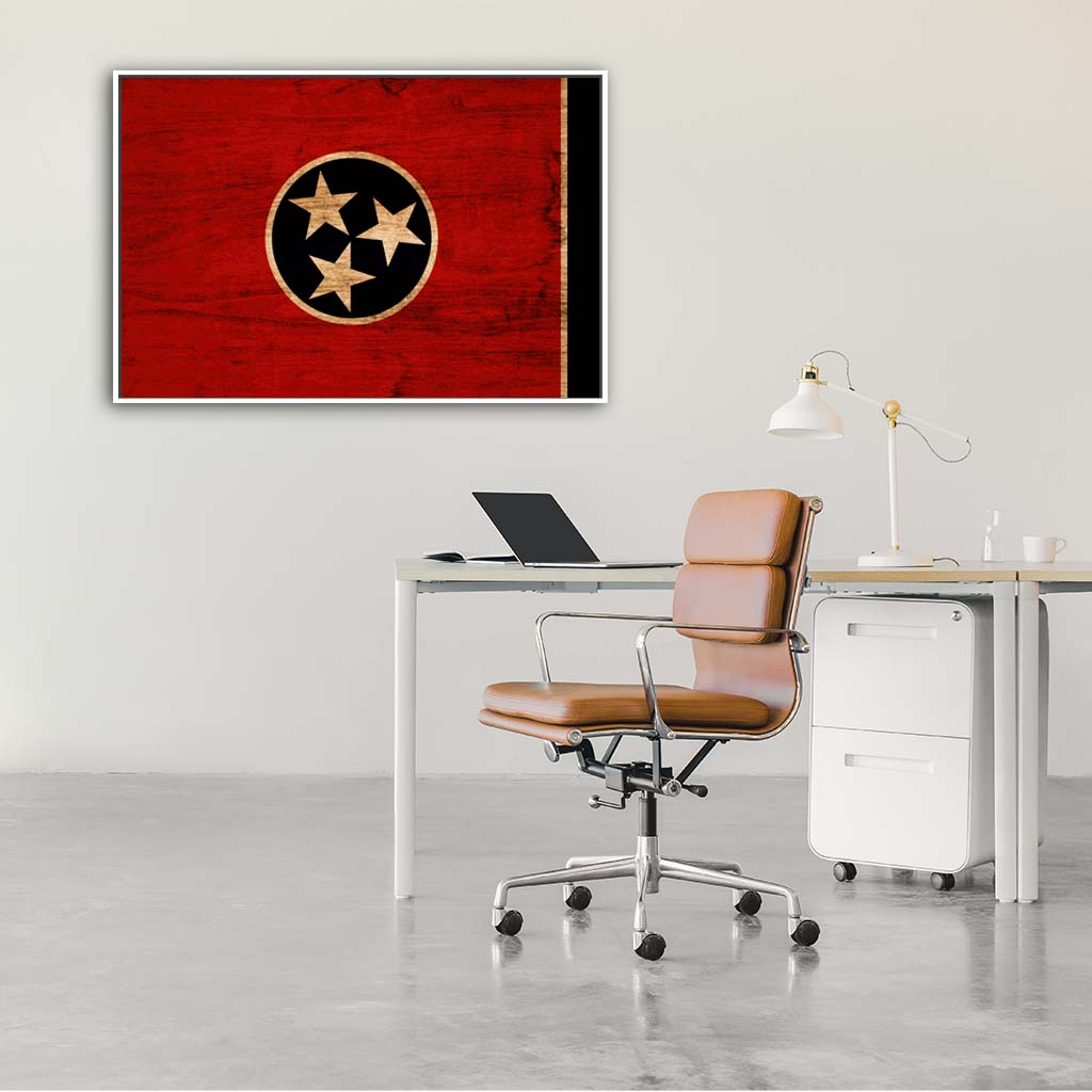 Rustic Tennessee Canvas Flag Art Print - Canvas White Frame