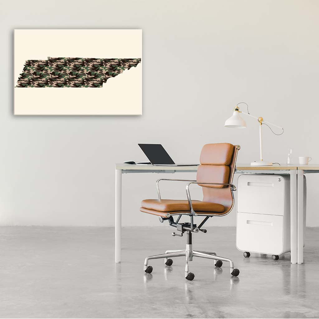Tennessee Woodland Camo Silhouette Canvas Wall Art Print - Canvas Ready To Hang