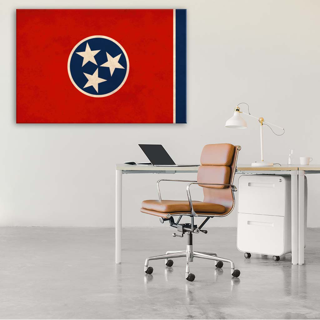 Distressed Tennessee Canvas Flag Art Print - Canvas Ready To Hang