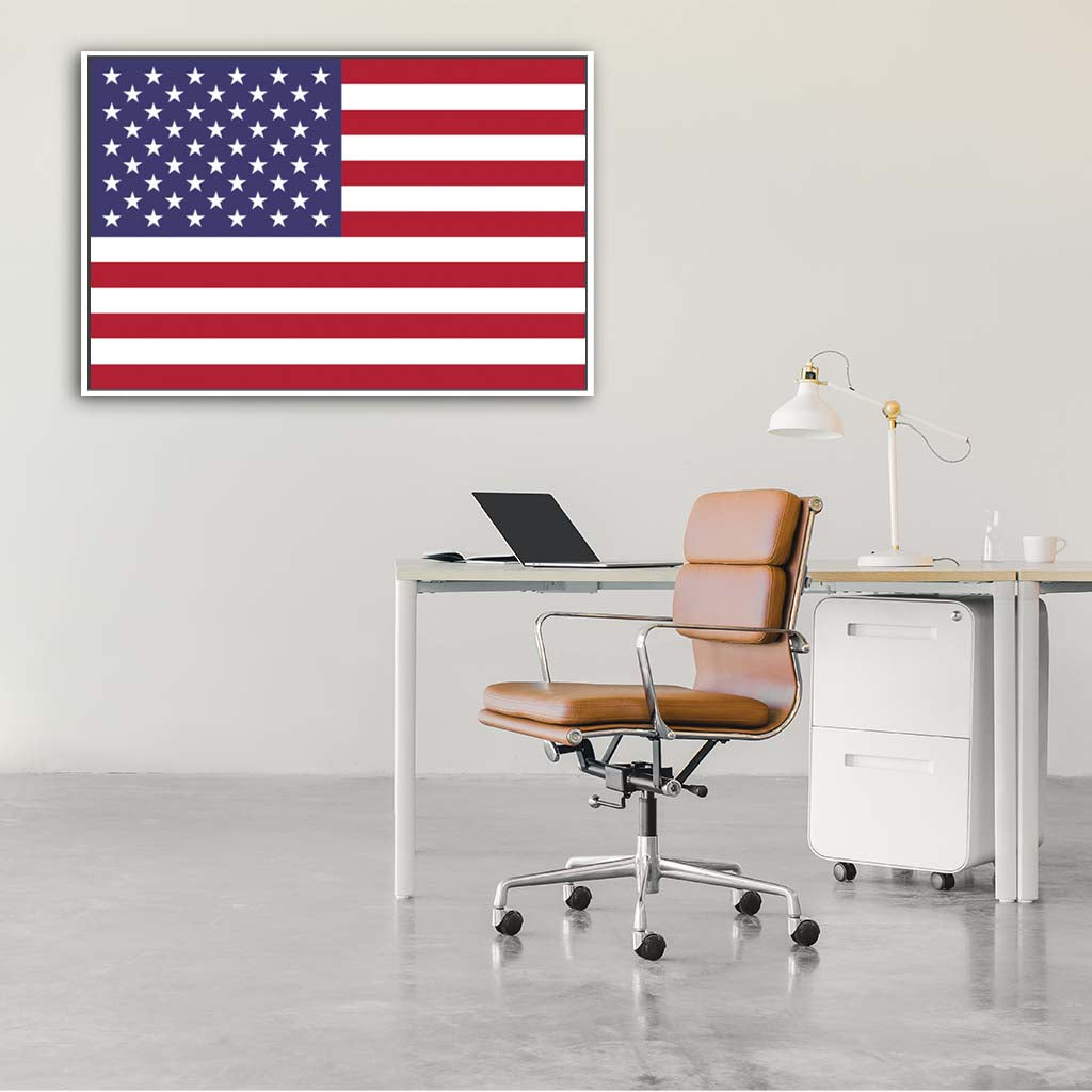 American Flag Silhouette Canvas Wall Art Print - Canvas White Frame