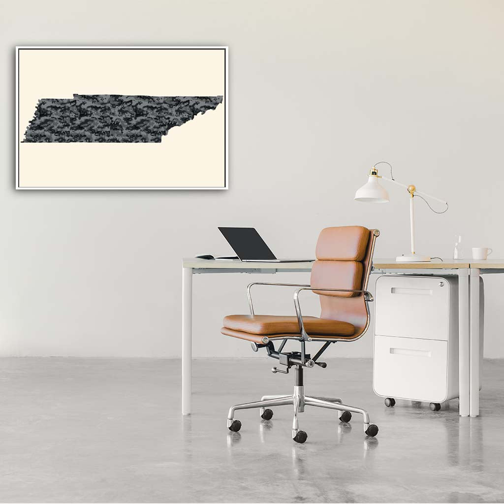 Tennessee Digital Camo Silhouette Canvas Wall Art Print - Canvas White Frame
