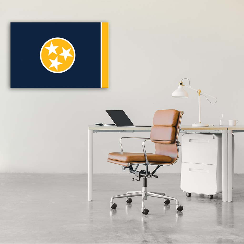 Navy & Gold Tennessee Canvas Flag Art Print - Canvas Ready To Hang