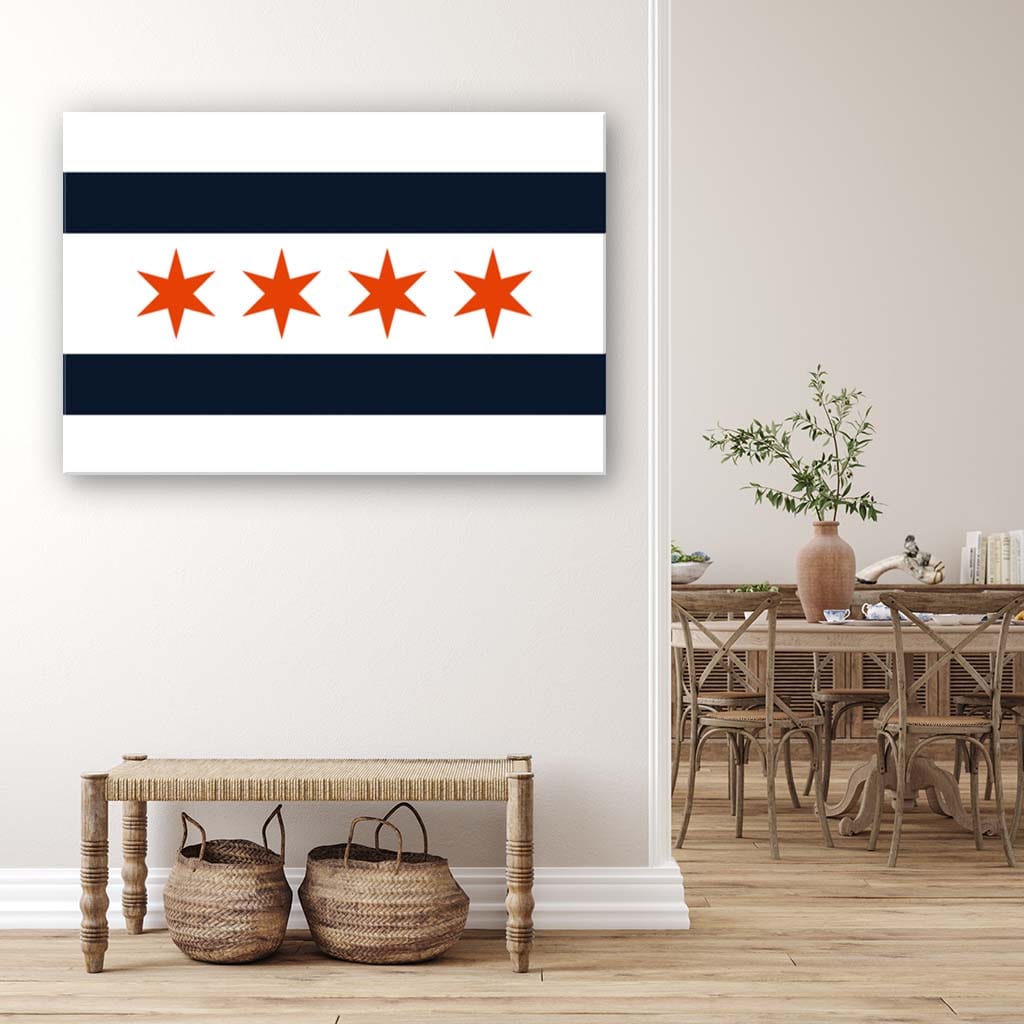 Navy & Orange Chicago Flag Canvas Wall Art Print