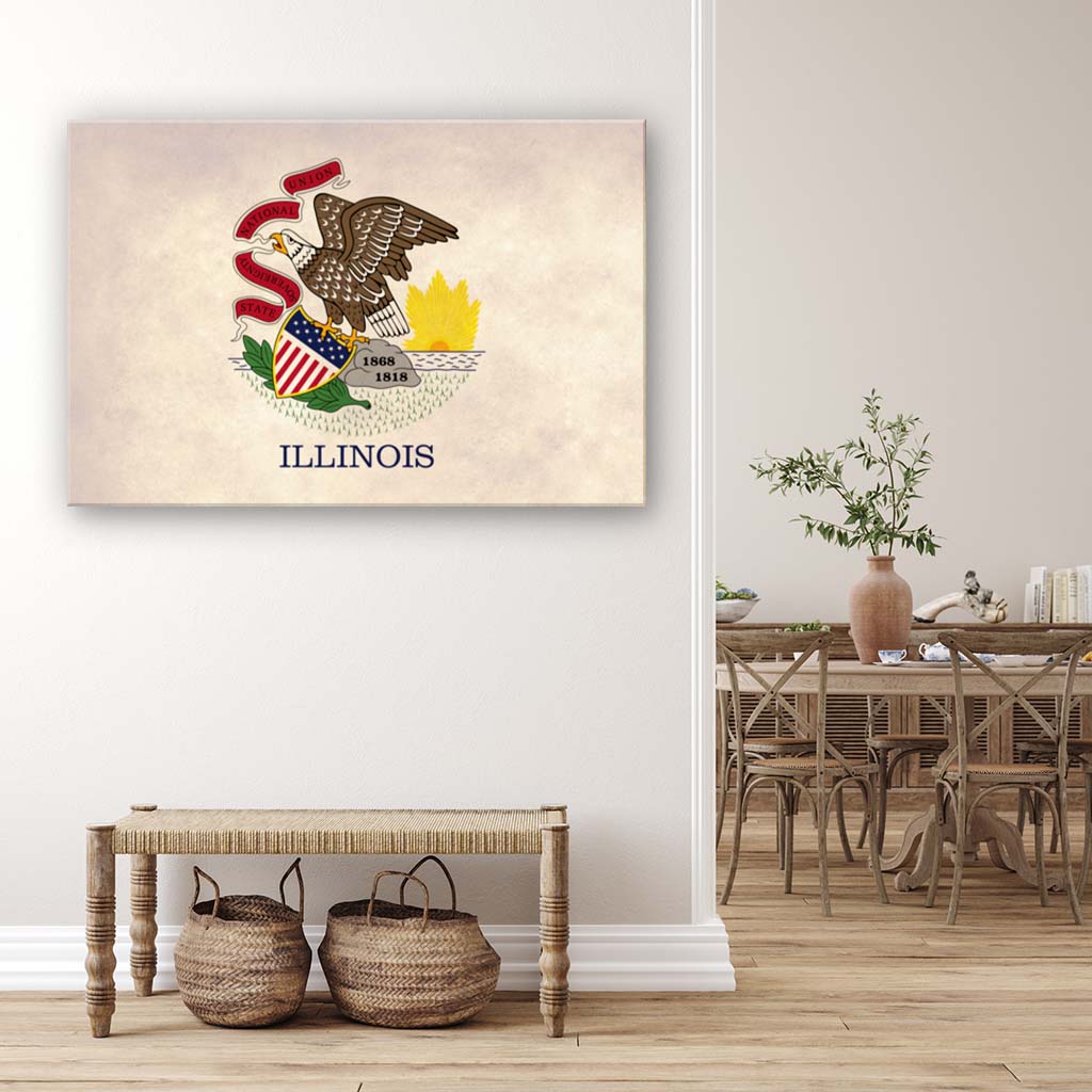 Distressed Illinois Flag Canvas Wall Art Print