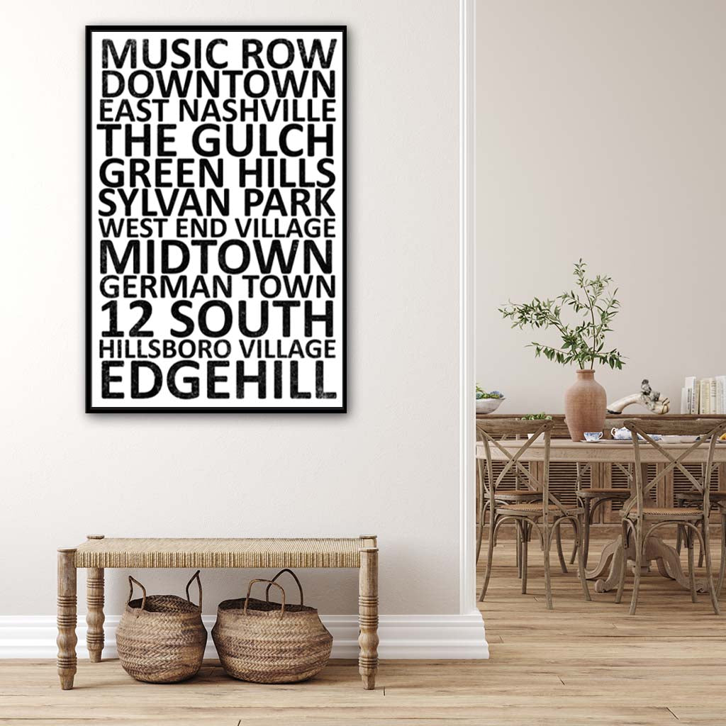 Nashville Neighborhood Canvas Wall Art Print - Canvas Black Frame