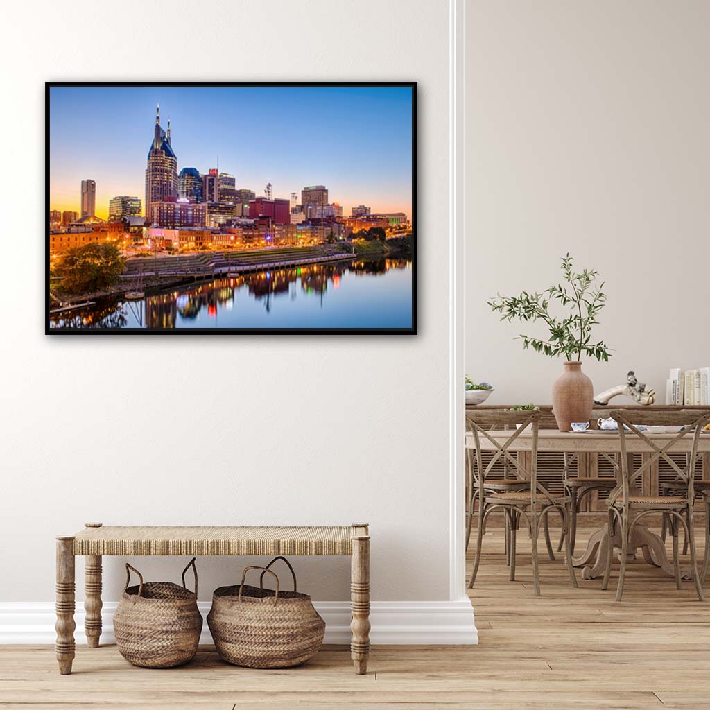 Nashville Skyline Canvas Wall Art Print - Canvas Black Frame