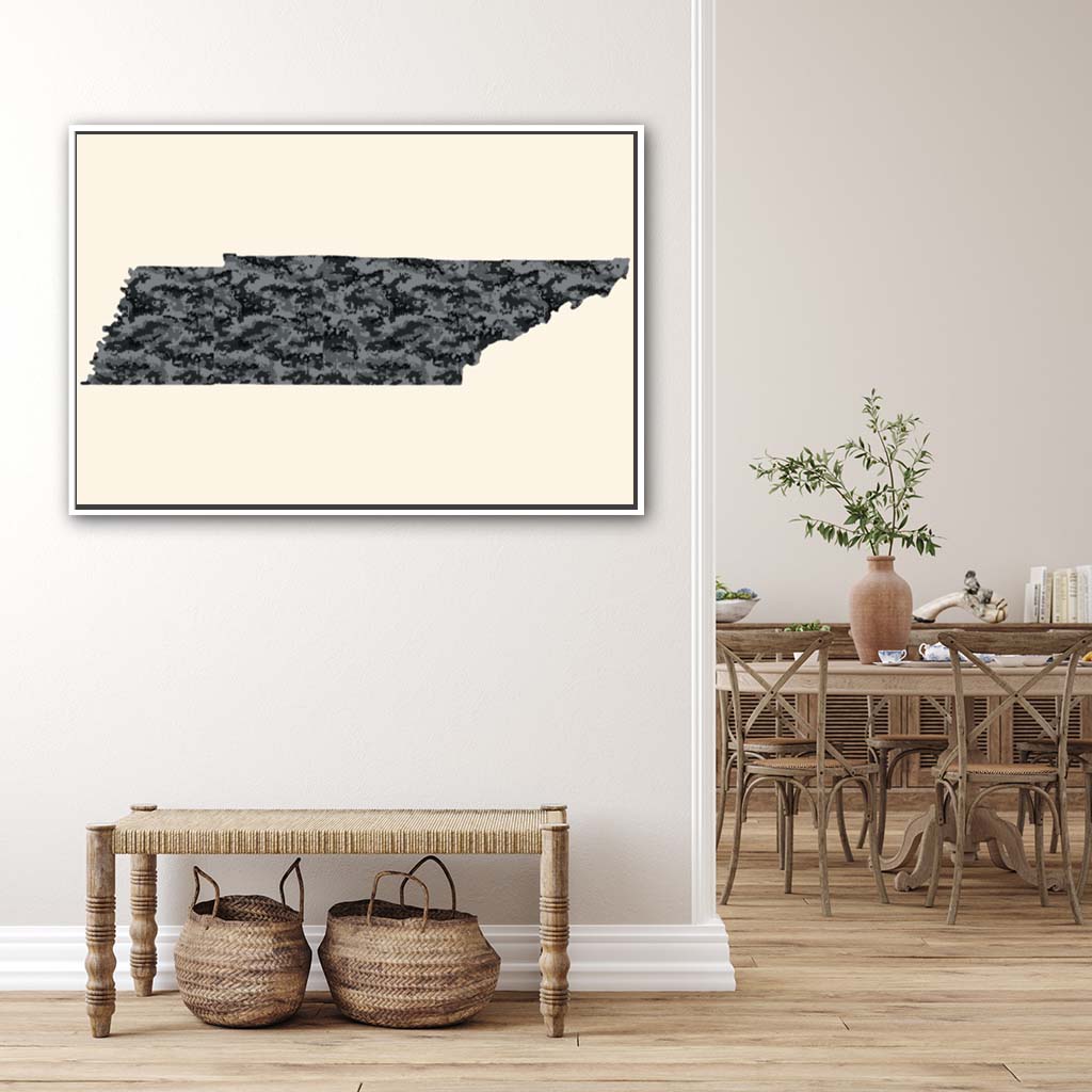 Tennessee Digital Camo Silhouette Canvas Wall Art Print - Canvas White Frame
