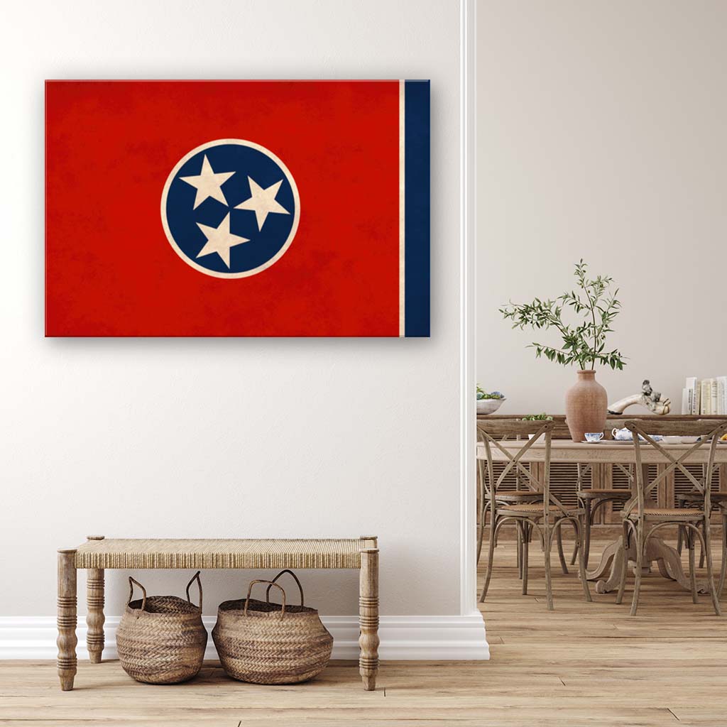 Distressed Tennessee Canvas Flag Art Print - Canvas Ready To Hang