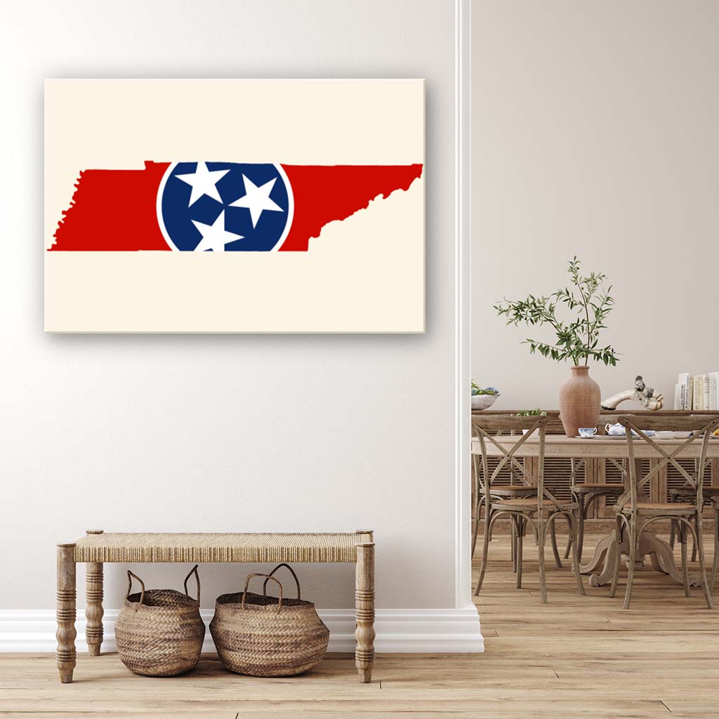 Tennessee Flag Silhouette Canvas Wall Art Print - Canvas Ready To Hang